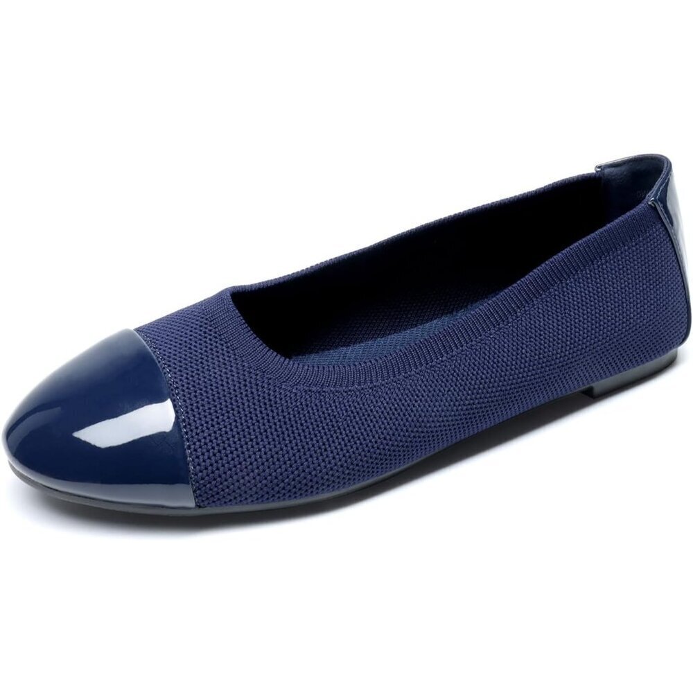 Dream Pairs Women Navy Knit Flexible Stretch Topline Ballerina Flats Shoes